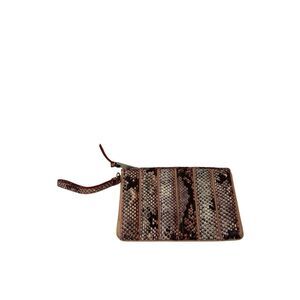 Simply Vera Wang zipper wristlet wallet faux snake skin pink gray 8"x5"